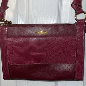 Rachel Zoe Burgundy Lizard Print Leather Crossbody/Shoulder Bag EUC